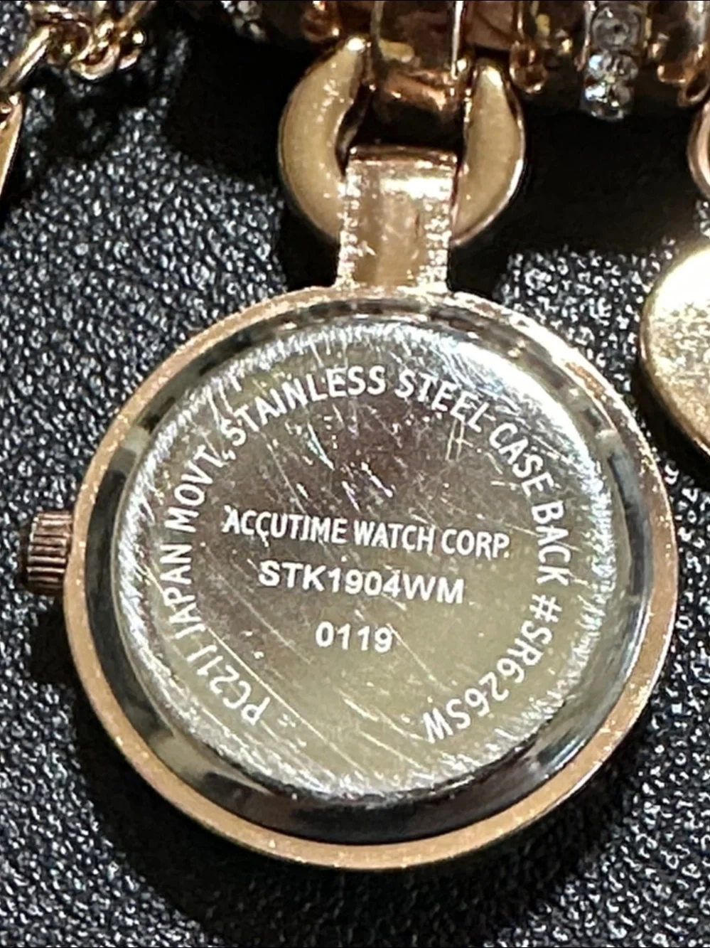Accutime Watch Co Rose Gold Charm Bracelet Watch